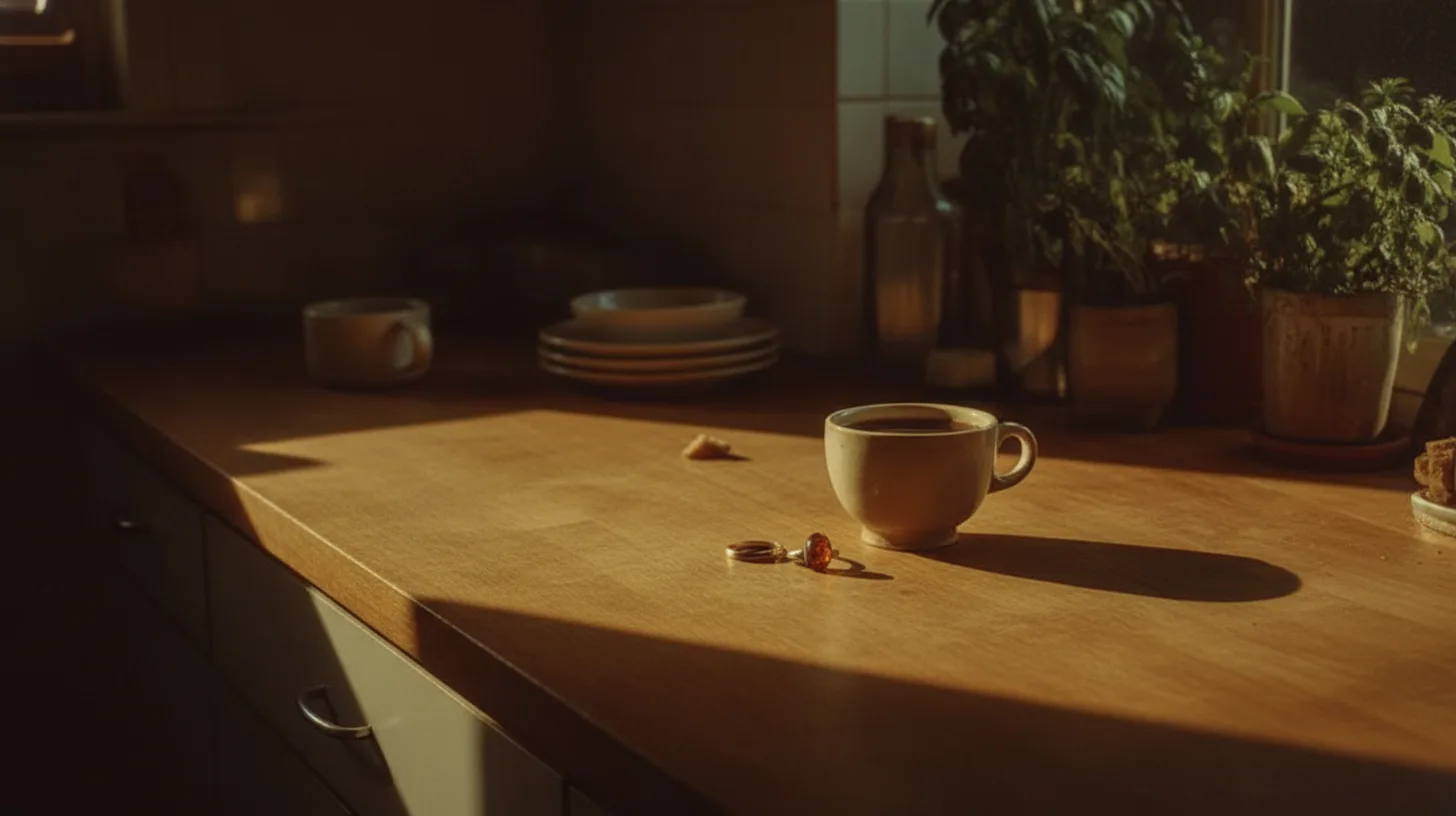 Two coffee mugs on a kitchen table bathed in morning light, representing partnership and daily routines in recovery