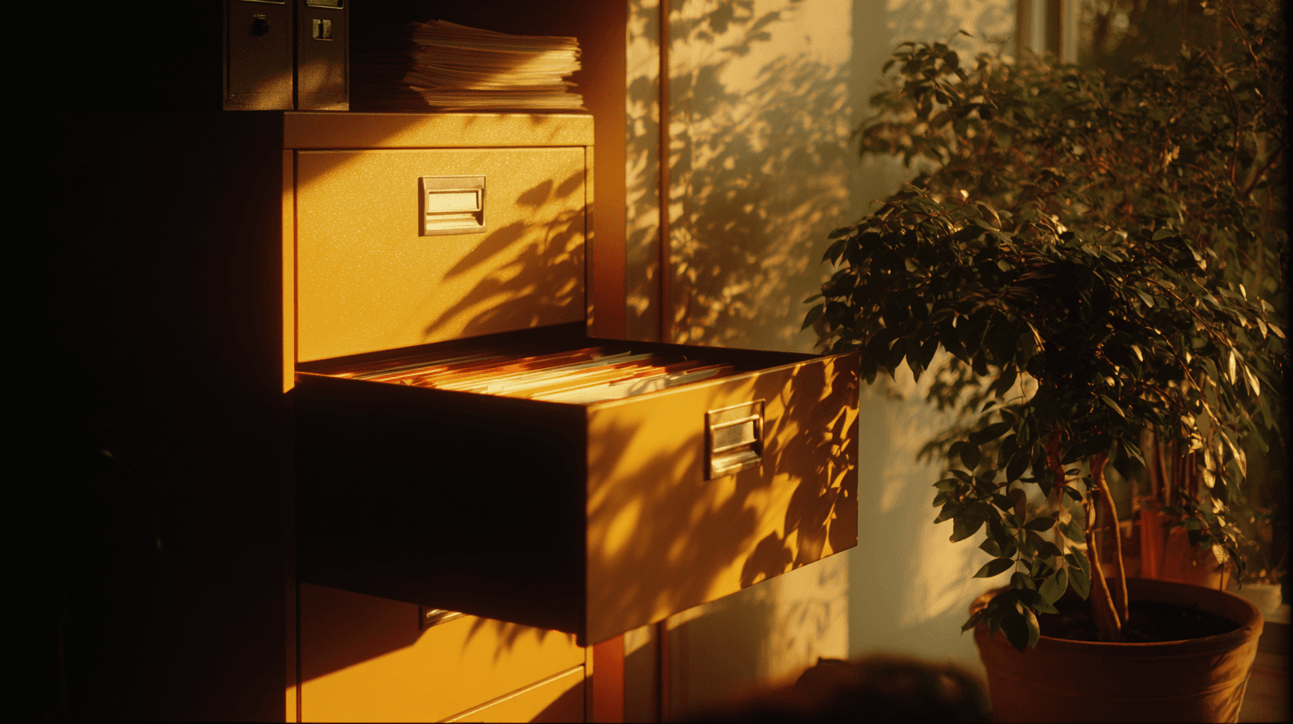 A closed and locked medical file folder on a clean desk with soft morning light, symbolizing confidential treatment records
