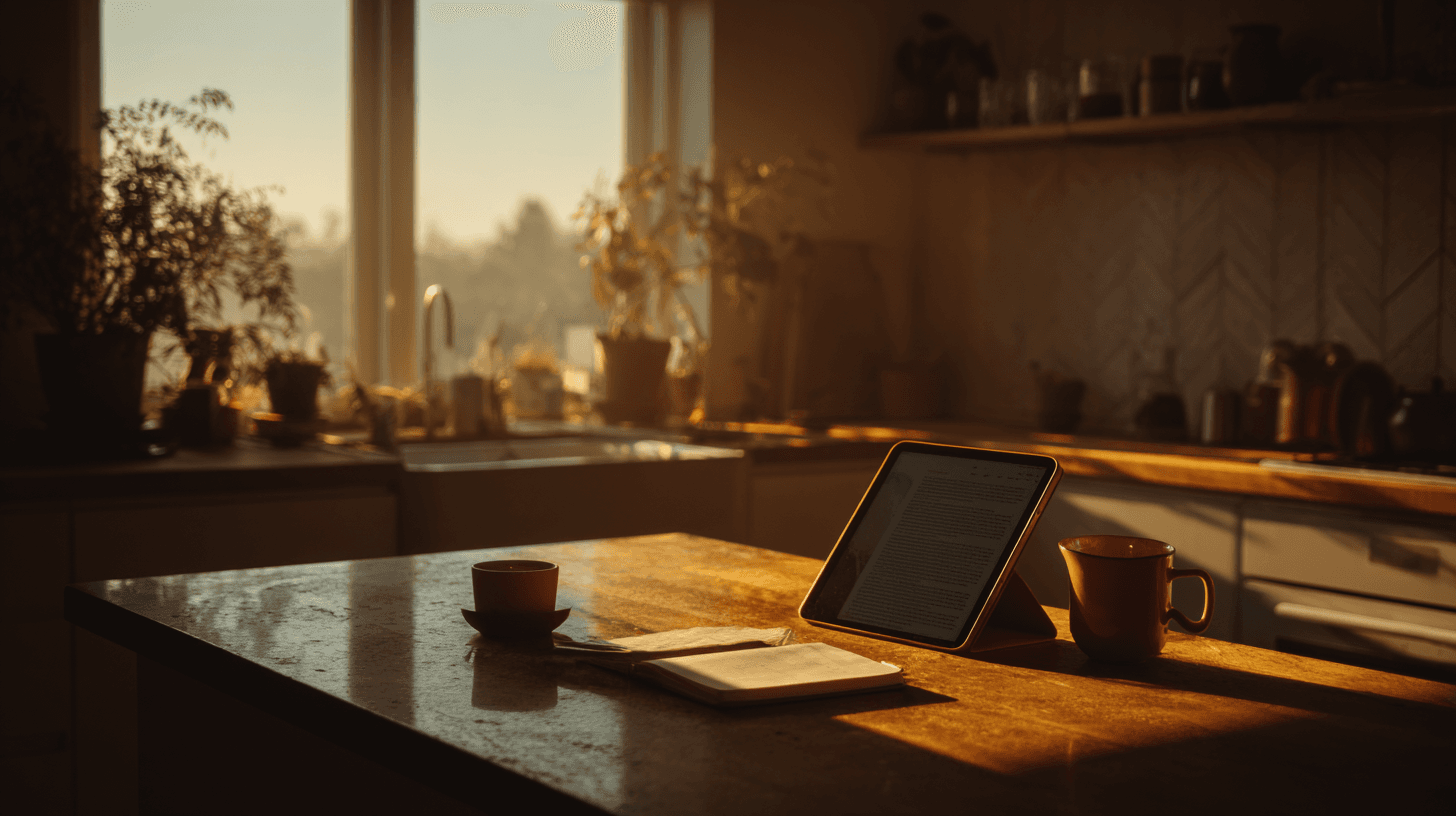 Comfortable home setup with laptop ready for a telehealth video appointment